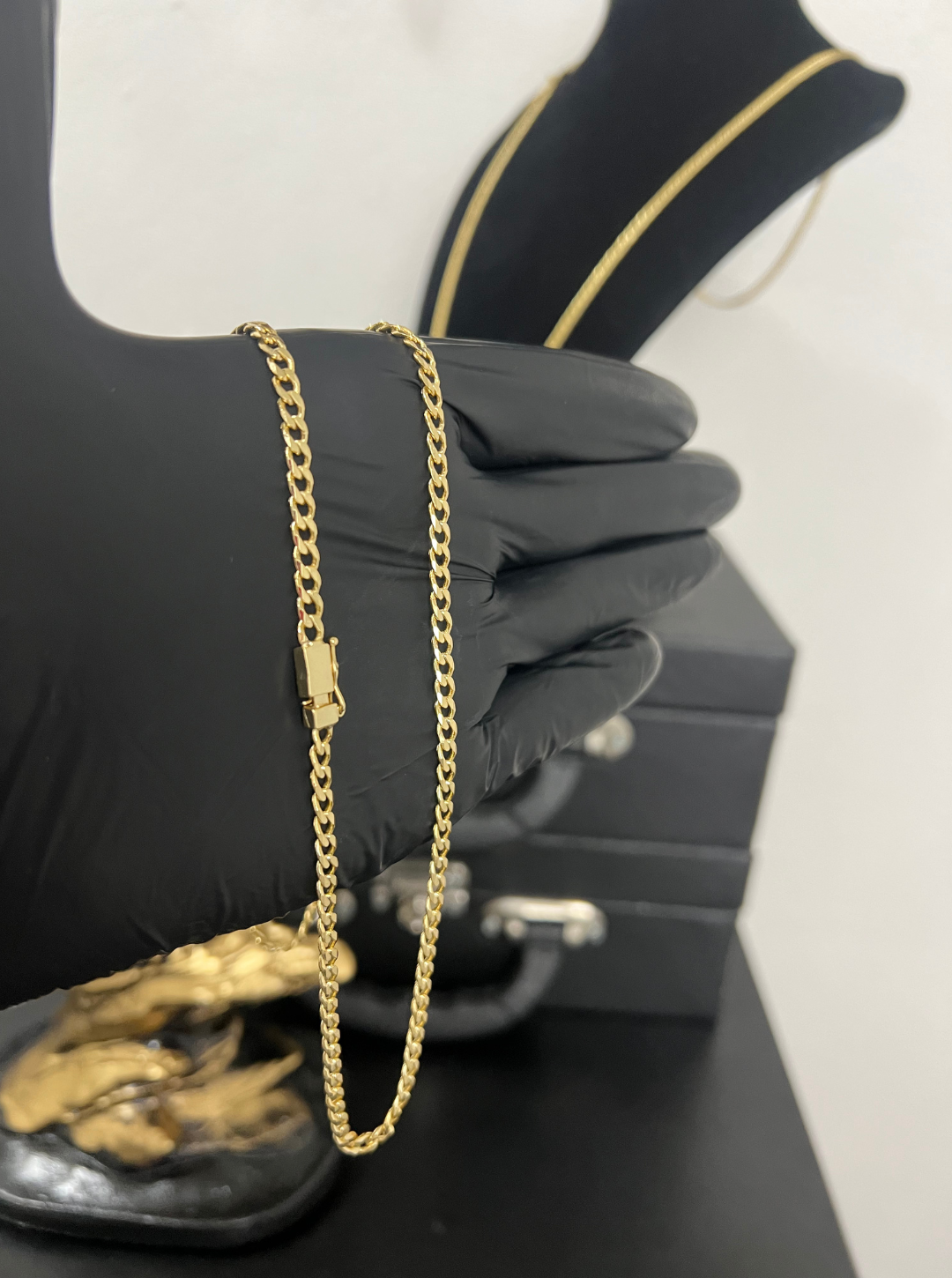 Corrente Grumet 4mm Fecho Gaveta Banhada a Ouro 18K