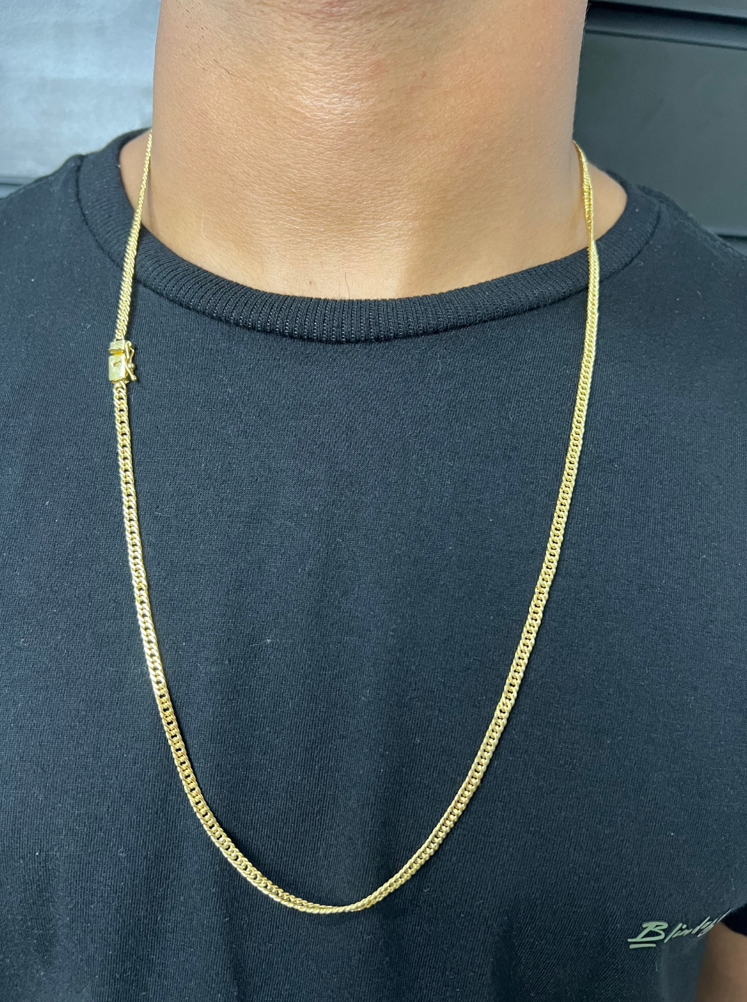 Corrente Lacraia 3mm Com Fecho Lateral Banhada A Ouro 18k