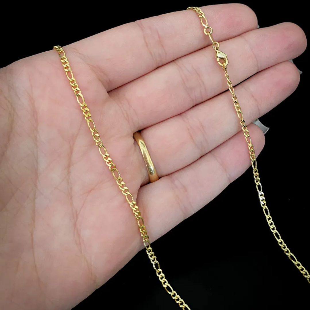 Corrente Figaro 2mm 2,8g Fecho Lagosta Banhado a Ouro 18K