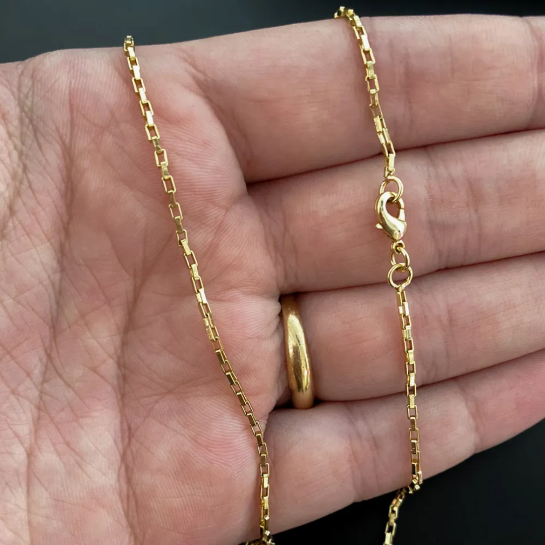 Corrente Veneziana 1mm 4,4g Fecho Lagosta Banhada A Ouro 18k