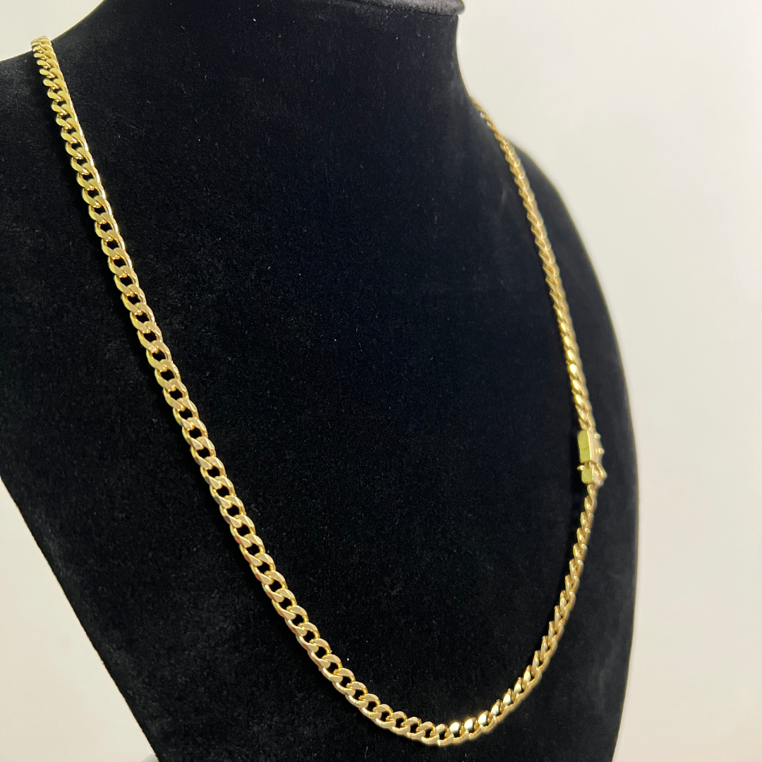 Corrente Grumet 4mm Fecho Gaveta Banhada a Ouro 18K