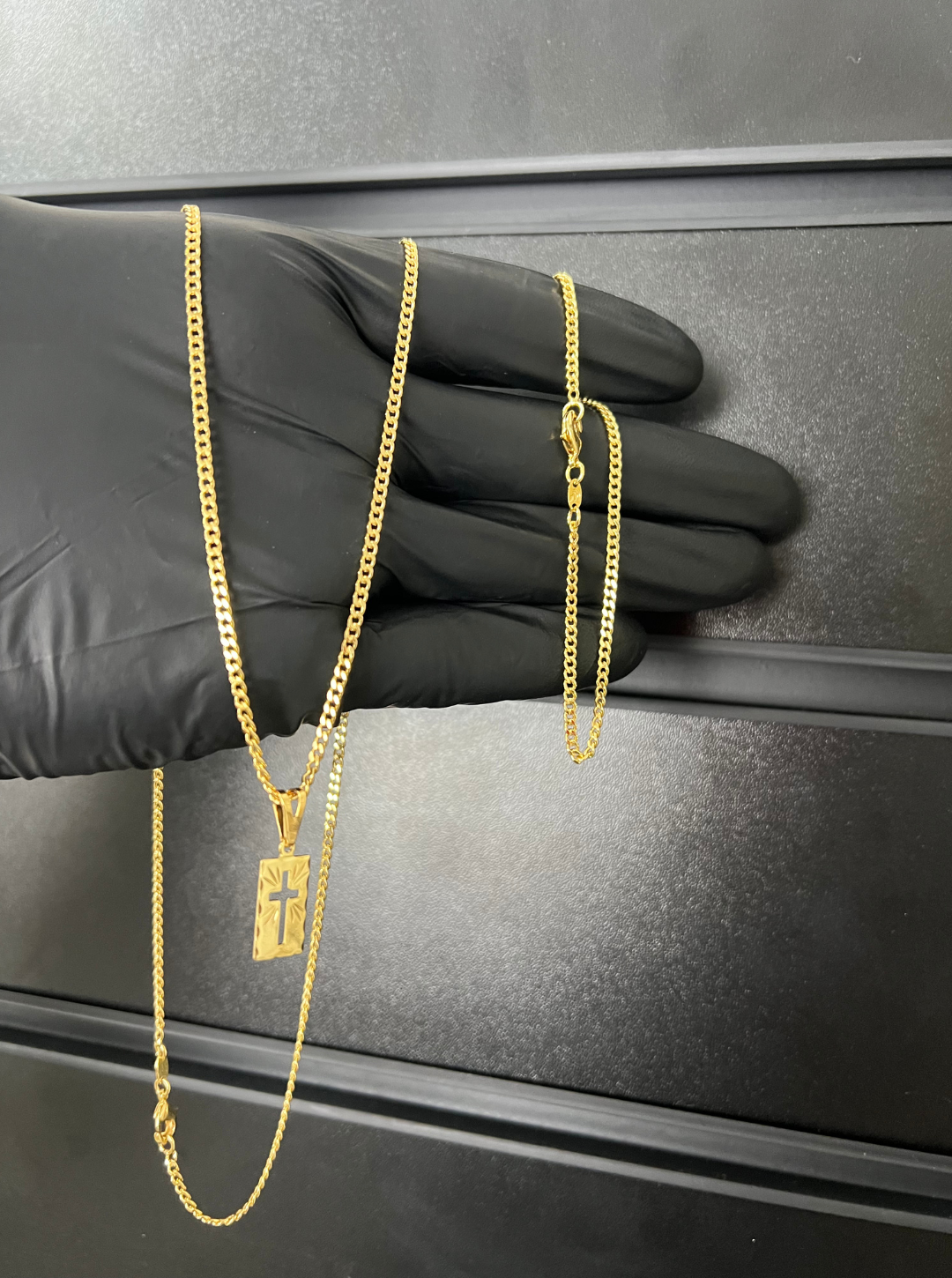 Kit Imperador Gold – Corrente + Pulseira + Pingente Crucifixo de Presente Banhados a Ouro 18K