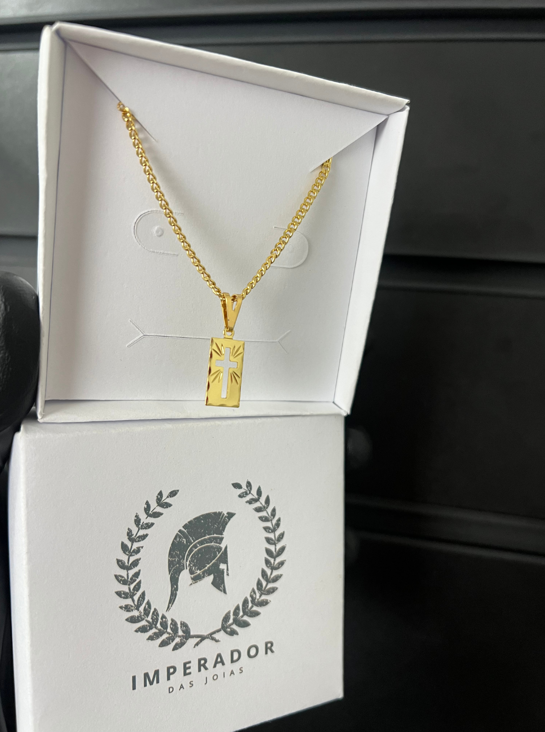 Kit Imperador Gold – Corrente + Pulseira + Pingente Crucifixo de Presente Banhados a Ouro 18K