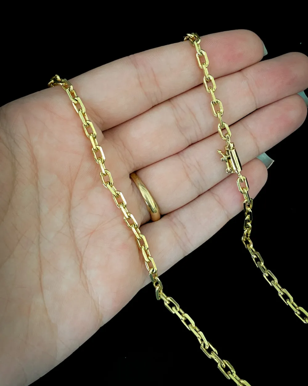 Corrente Cadeado 3,5mm Fecho Bomba - Banhada a Ouro 18K