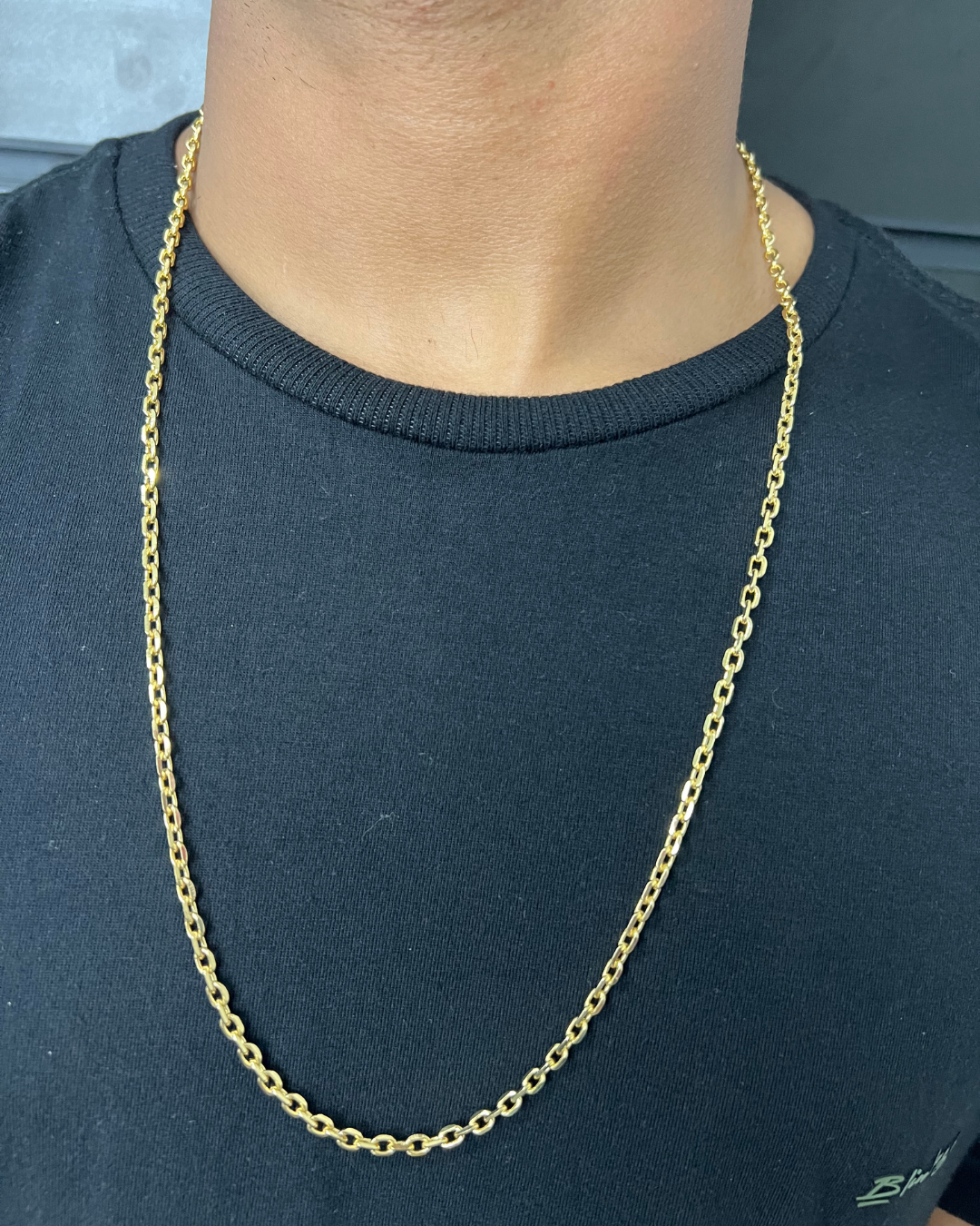 Corrente Cadeado 3,5mm Fecho Bomba - Banhada a Ouro 18K