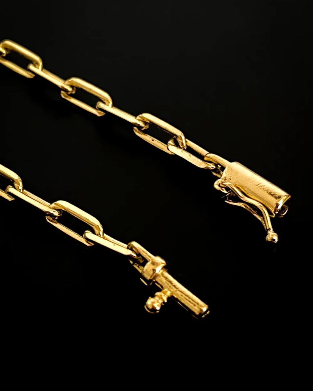 Corrente/Colar Masculino Cadeado Alongado 4mm – Fecho Bomba – Banhado a Ouro 18K