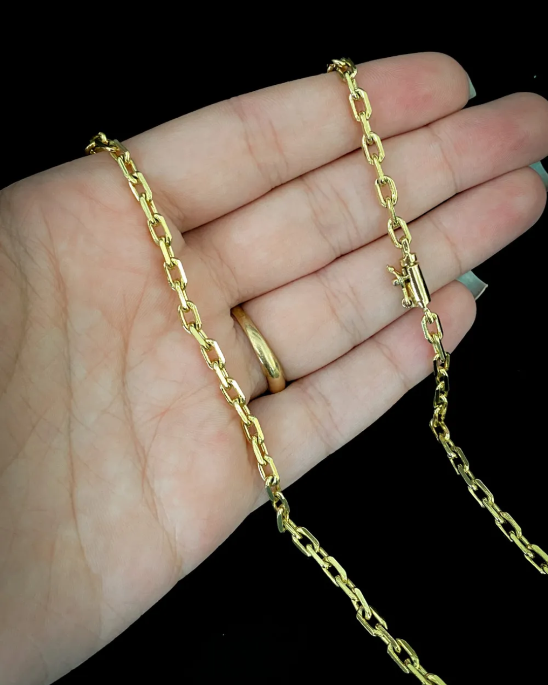 Kit Corrente + Pulseira Cadeado 3,5mm - Banhada a Ouro 18K