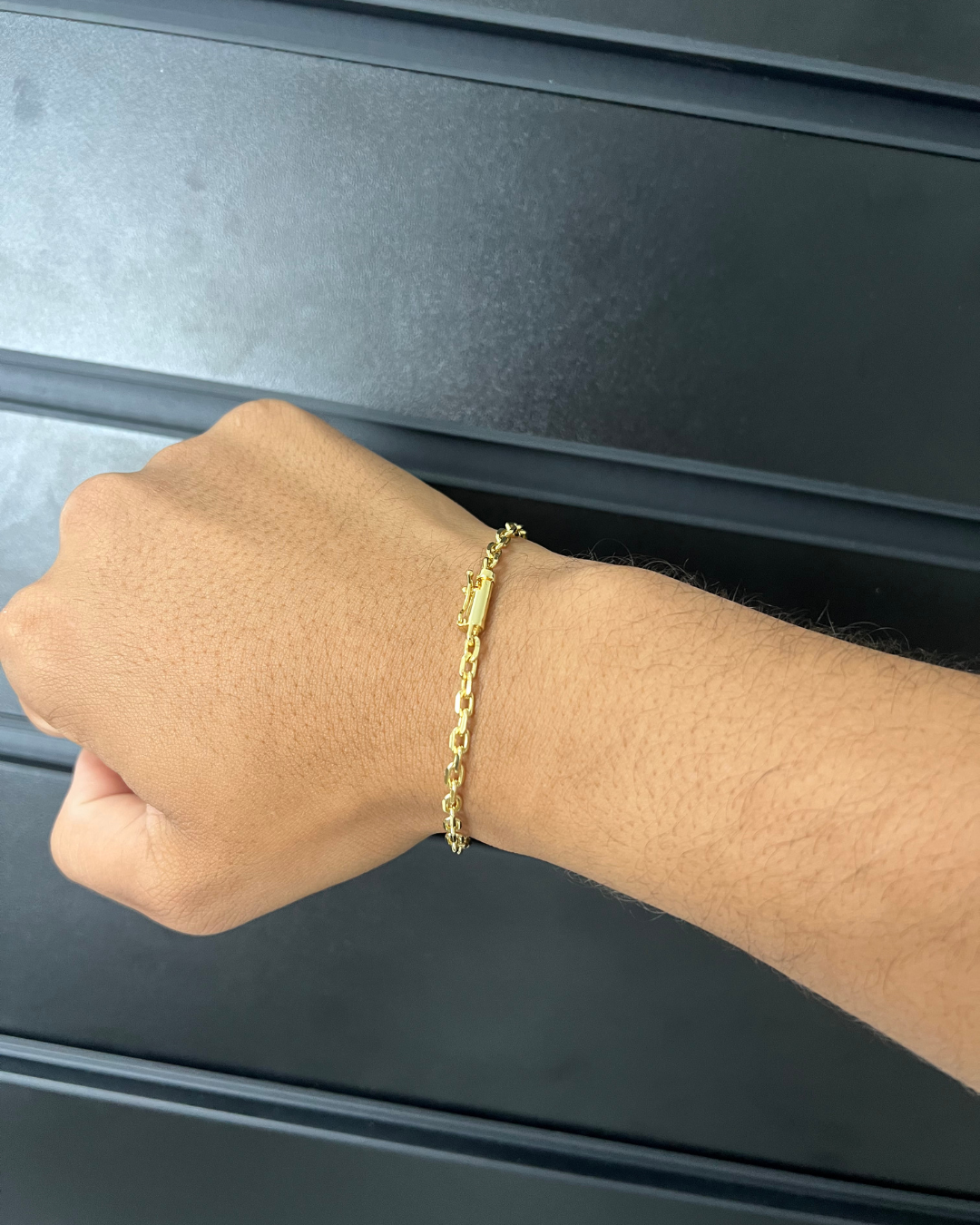 Kit Corrente + Pulseira Cadeado 3,5mm - Banhada a Ouro 18K