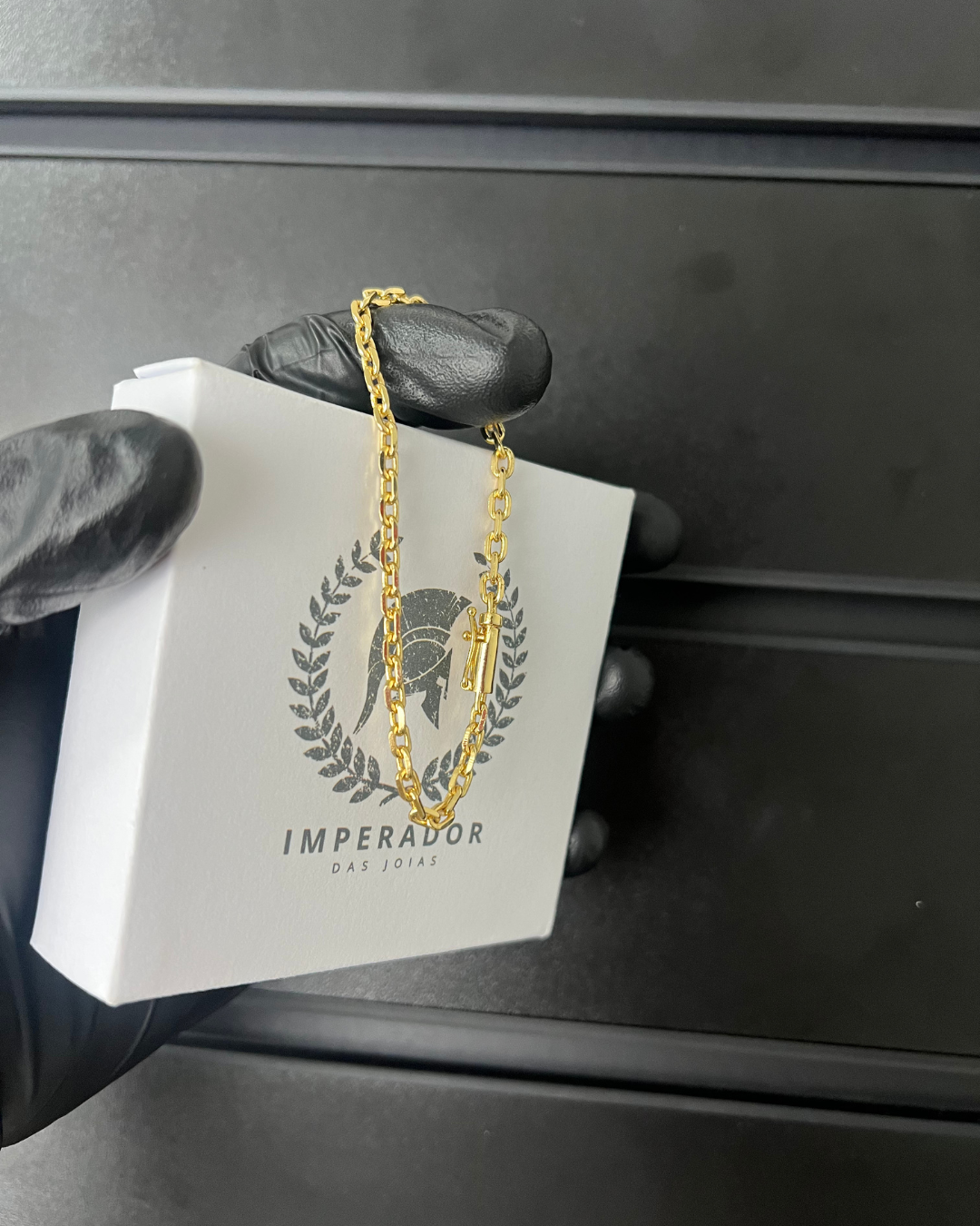 Kit Corrente + Pulseira Cadeado 3,5mm - Banhada a Ouro 18K