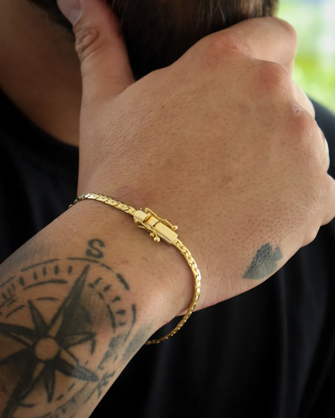Pulseira Cadeado Estampada 3,5mm Fecho Duplo